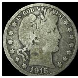 1915-S Silver Barber Half Dollar LIGHTLY CIRCULATE