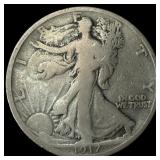 1917-D Silver Walking Liberty Half Dollar LIGHTLY