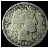 1899-S Silver Half Dollar Barber NEARLY UNCIRCULAT