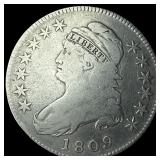 1809 Capped Bust Half Dollar NICELY CIRCULATED