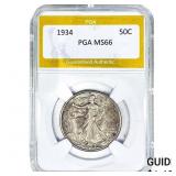 1934 Walking Liberty Half Dollar PGA MS66