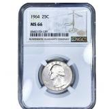 1964 Washington Silver Quarter NGC MS66