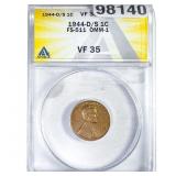 1944-D/S Wheat Cent ANACS VF35