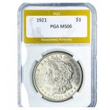 1921 Morgan Silver Dollar PGA MS66