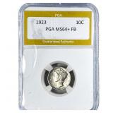 1923 Mercury Silver Dime PGA MS64+ FB