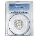 1938 Mercury Silver Dime PCGS MS67