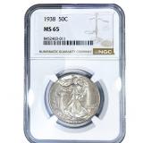 1938 Walking Liberty Half Dollar NGC MS65