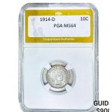 1914-D Barber Dime PGA MS64