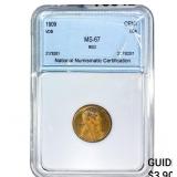 1909 VDB Wheat Cent NNC MS67 RD