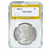 1881-S Morgan Silver Dollar PGA MS64