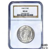 1945-S Walking Liberty Half Dollar NGC MS64
