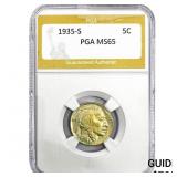 1935-S Buffalo Nickel PGA MS65