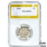 1934 Buffalo Nickel PGA MS64