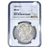 1878-S Morgan Silver Dollar NGC MS63