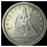 1891 Silver Seated Liberty Quarter UNCIRCULATED