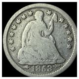 1853 Arrows Seated Liberty Half Dime LIGHTLY CIRCU