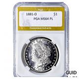 1881-O Morgan Silver Dollar PGA MS64 PL
