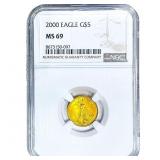 2000 $5 1/10oz Gold Eagle NGC MS69