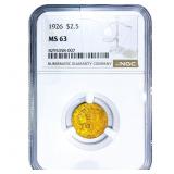 1926 $2.50 Gold Quarter Eagle NGC MS63