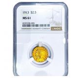 1913 $2.50 Gold Quarter Eagle NGC MS61