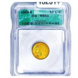 1914-D $2.50 Gold Quarter Eagle ICG MS61