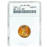 1972 Lincoln Memorial Cent ANACS MS65 Red DDO