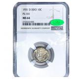 1931-D CAC Mercury Silver Dime NGC MS64 DDO FS-101