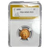1890 Indian Head Cent PGA MS65 Red