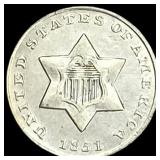 1851 Silver Three Cent