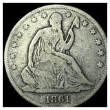 1861 Seated Liberty Half Dollar LIGHTLY  CIRCULAT
