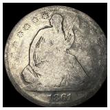 1861-S Silver Seated Liberty Half Dollar  NICELY