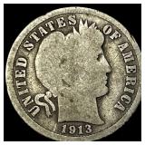 1913-S Silver Barber Dime NICELY CIRCULATED