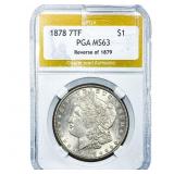 1878 Rev. 1879 Morgan Silver Dollar PGA MS63