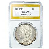 1878 Rev. 1878 Morgan Silver Dollar PGA MS63
