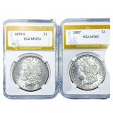 [2] 1879-1887 Morgan Silver Dollar PGA MS65/MS65+