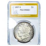 1897-S Morgan Silver Dollar PGA MS66+