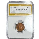 1904 Indian Head Cent PGA MS65 Red