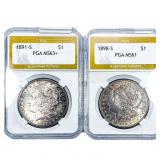 [2] 1891-1898 Morgan Silver Dollar PGA MS61/MS63+