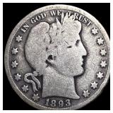 1893-O Silver Barber Half Dollar LIGHTLY CIRCULATE