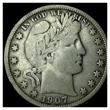 1907 Silver Barber Half Dollar LIGHTLY  CIRCULATE