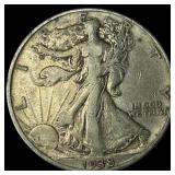 1938-D Silver Walking Liberty Half Dollar  NEARLY