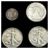 [4] 1833-1941 U.S. Silver Coin Lot 5C & 50C