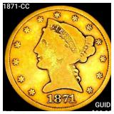 1871-CC $5 Gold Half Eagle NICELY CIRCULATED
