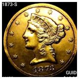 1873-S $5 Gold Half Eagle CHOICE AU