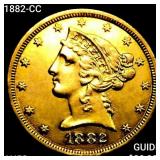 1882-CC $5 Gold Half Eagle CHOICE AU