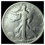 1921-S Silver Half Dollar Walking Liberty  NEARLY