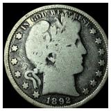 1892 Silver Barber Half Dollar LIGHTLY  CIRCULATE
