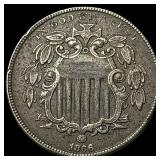 1866 Shield Nickel NEARLY UNCIRCULATED