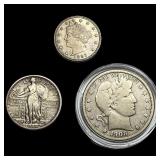 [3] 1883-1917 U.S. Coin Lot 5C, 25C & 50C
