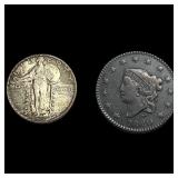 [12] 1820-1926 U.S. Coin Lot 1C & 25C